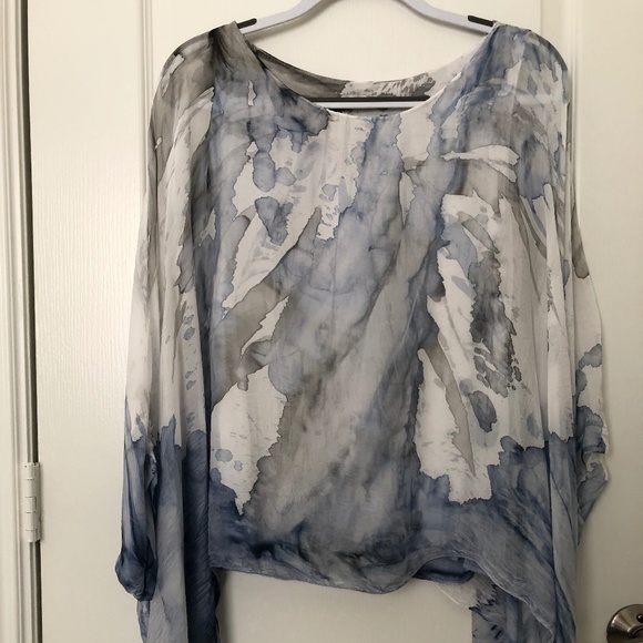 SCANDAL ITALY Hand Painted Silk Dye Blouse Medium / Large EUC - Picture 1 of 8